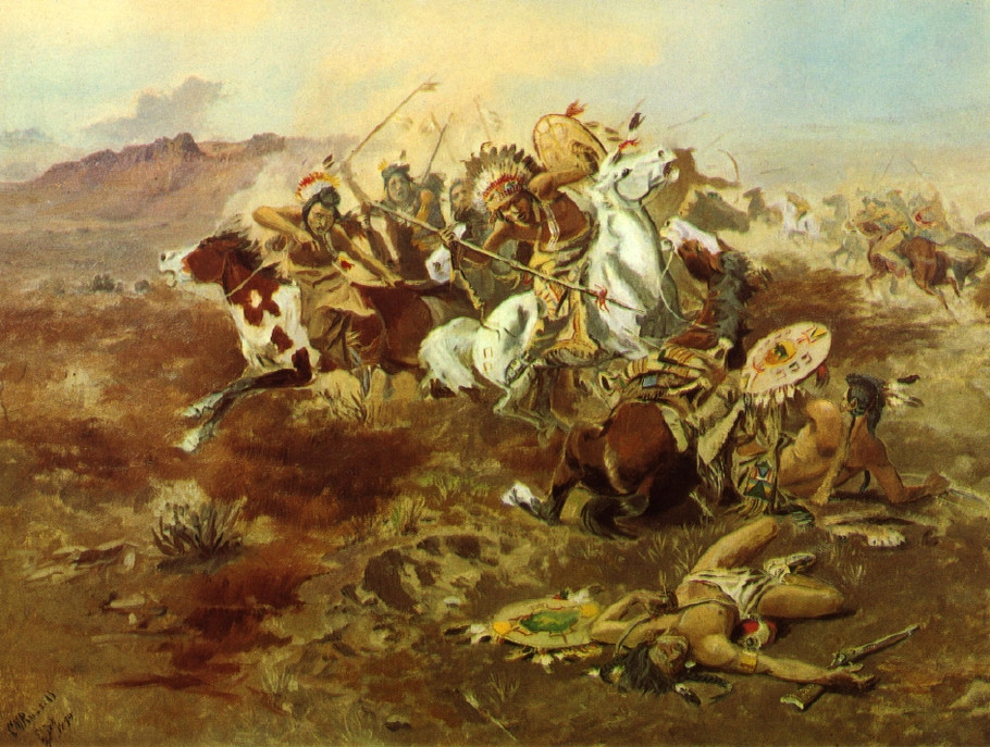 Indian Fight - Charles Marion Russell Paintings